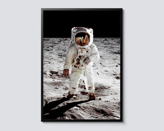 Neil Armstrong Moonwalk Vintage NASA Art Print