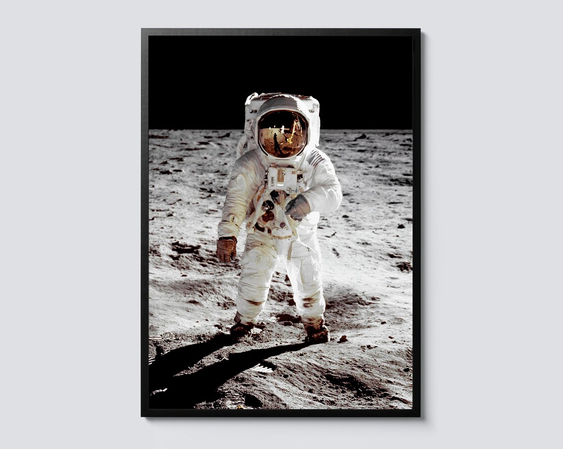 Neil Armstrong Moonwalk Vintage NASA Art Print