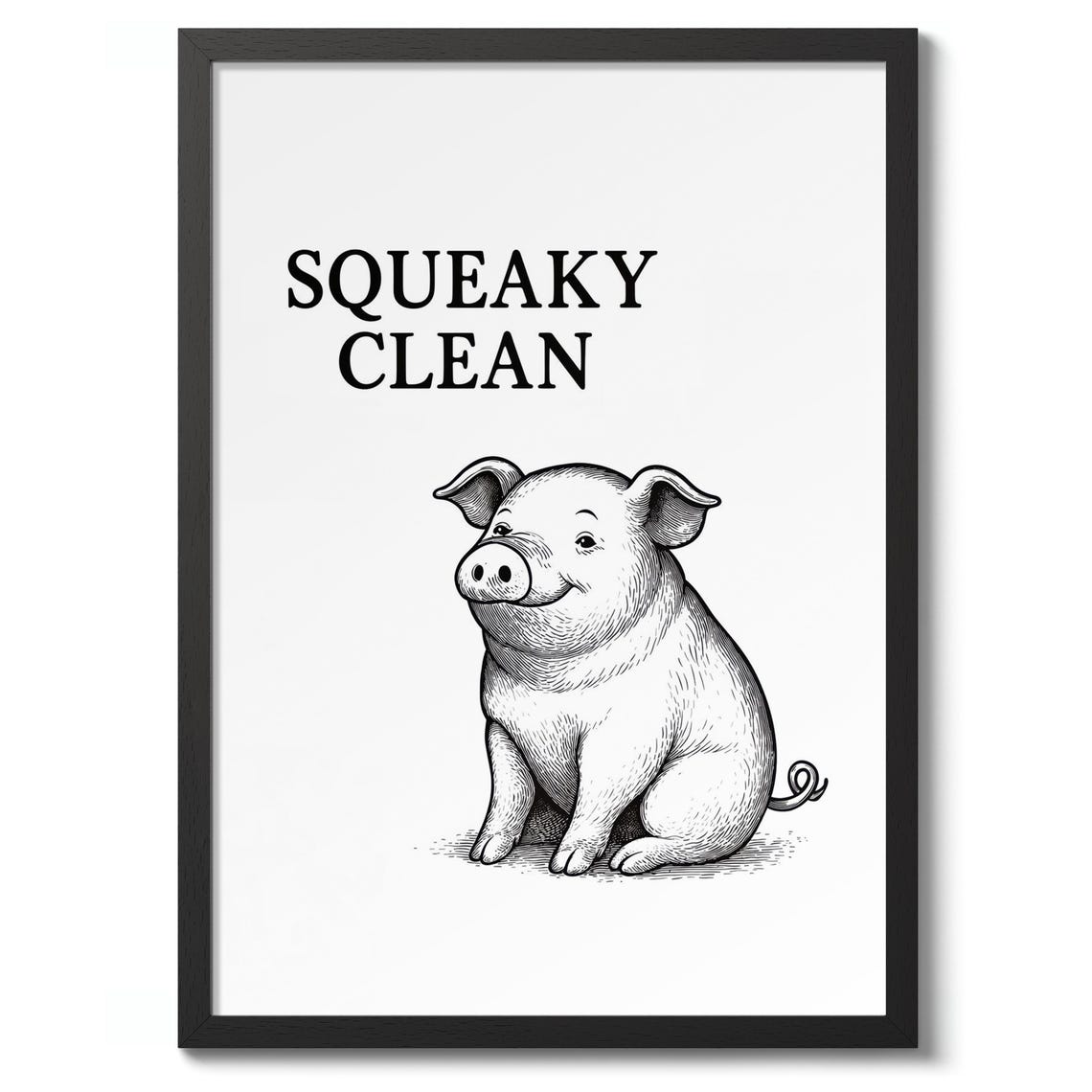 Squeaky Clean Typographic Art Print Funny Bathroom Poster Toilet Wall Decor