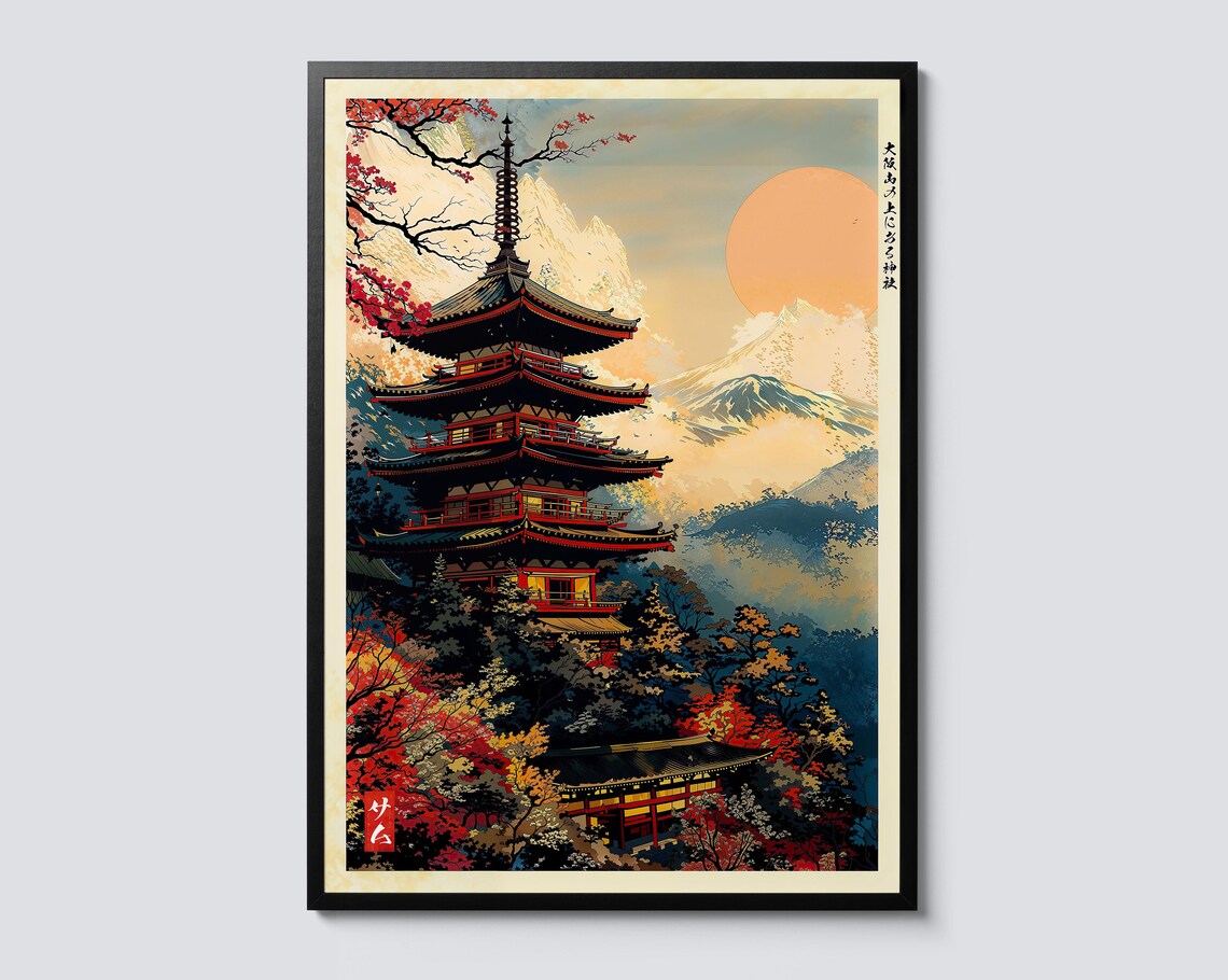 Temple In The Mountains Ukiyo-e Art Print