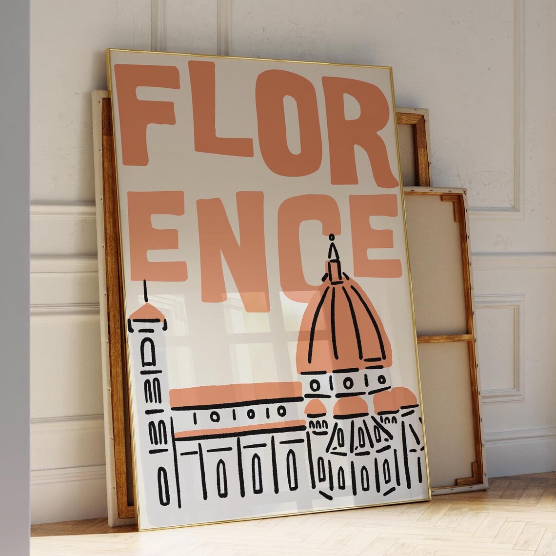 Florence Modern Travel Poster, Minimalist Skyline Art Print