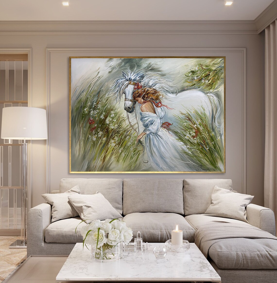 Horse and Girl Painting, Equestrian Art Print - Image 3