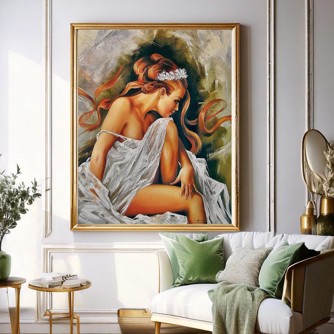 Bride Painting Original Commission Painting Sensual Bedroom Art Wedding Morning Painting Sexy Woman Artwork Beautiful Woman Painting - Image 2