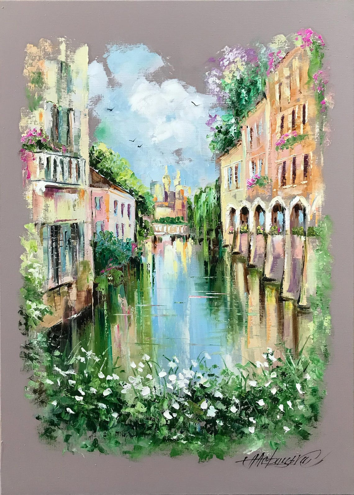 Venice Italy Painting Original Venice Canal Art Italian Abstract Art Venice Cityscape Oil Painting Venice Artwork Venice Canal Art