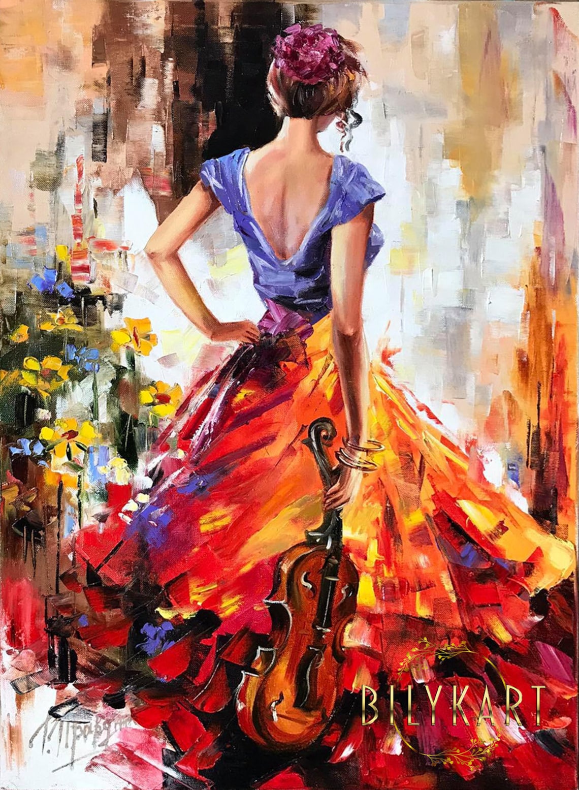 Violinist Abstract Woman Music Art Poster Print - Image 3