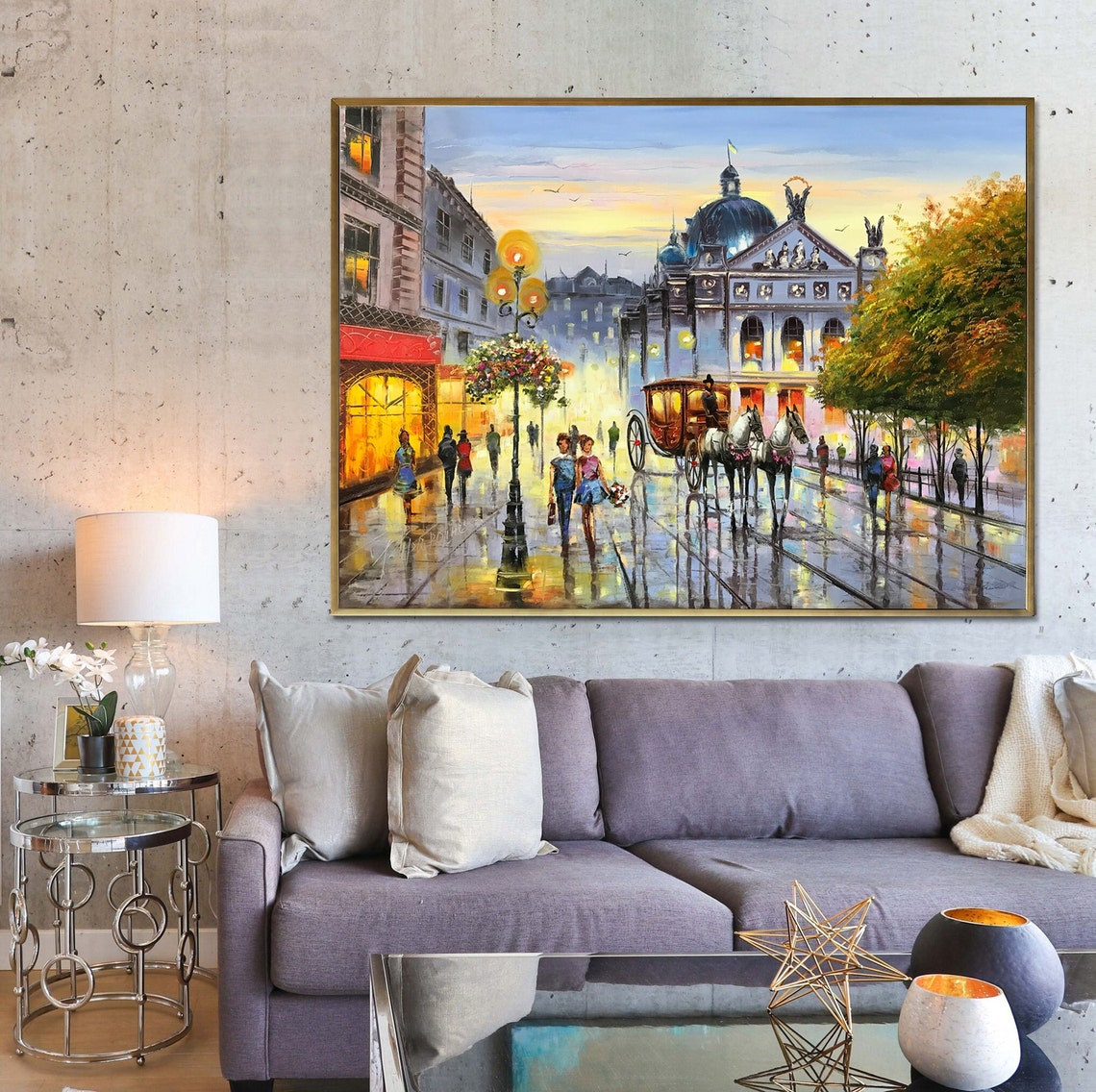 Large City Painting On European City Wall Art City Scape Oil Painting Original Architecture Painting European Street Scene Painting - Image 3