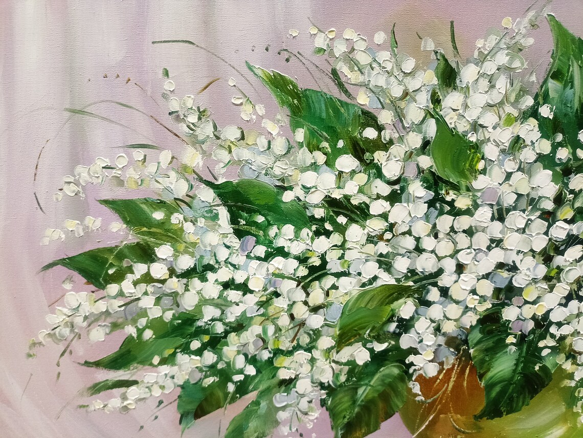 Lily Of The Valley Painting, Textured Spring Floral Art Print - Image 3