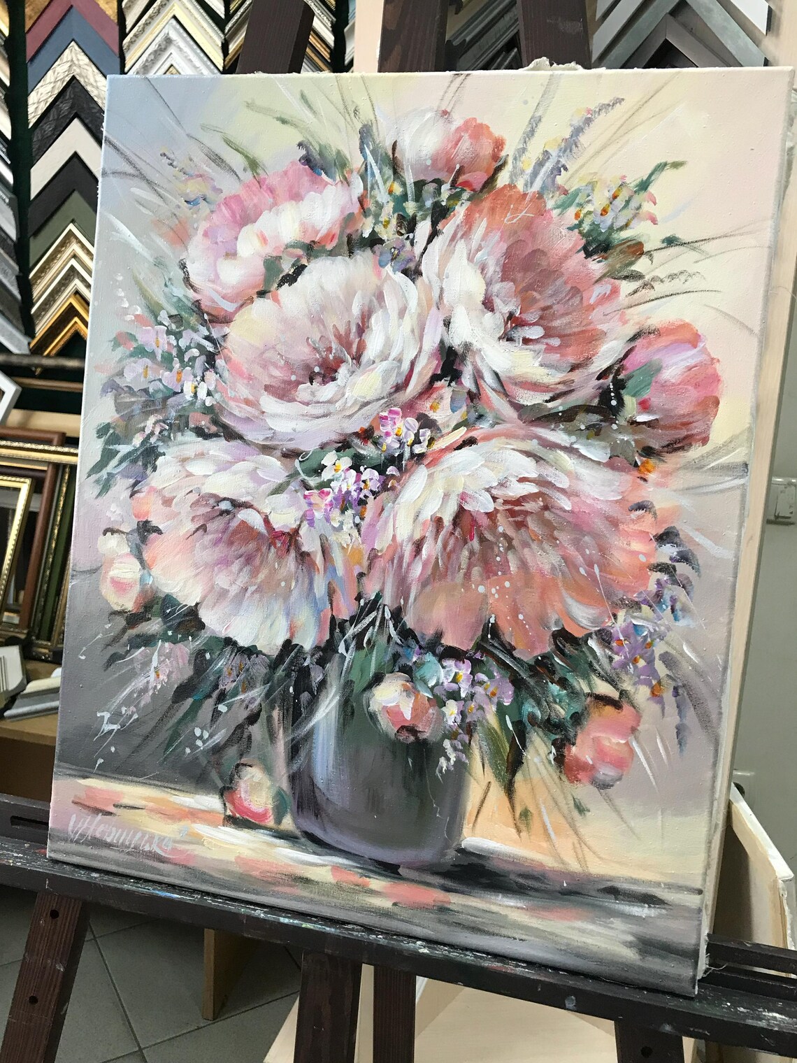 Modern Rose Still Life, Oil Painting Art Print - Image 2
