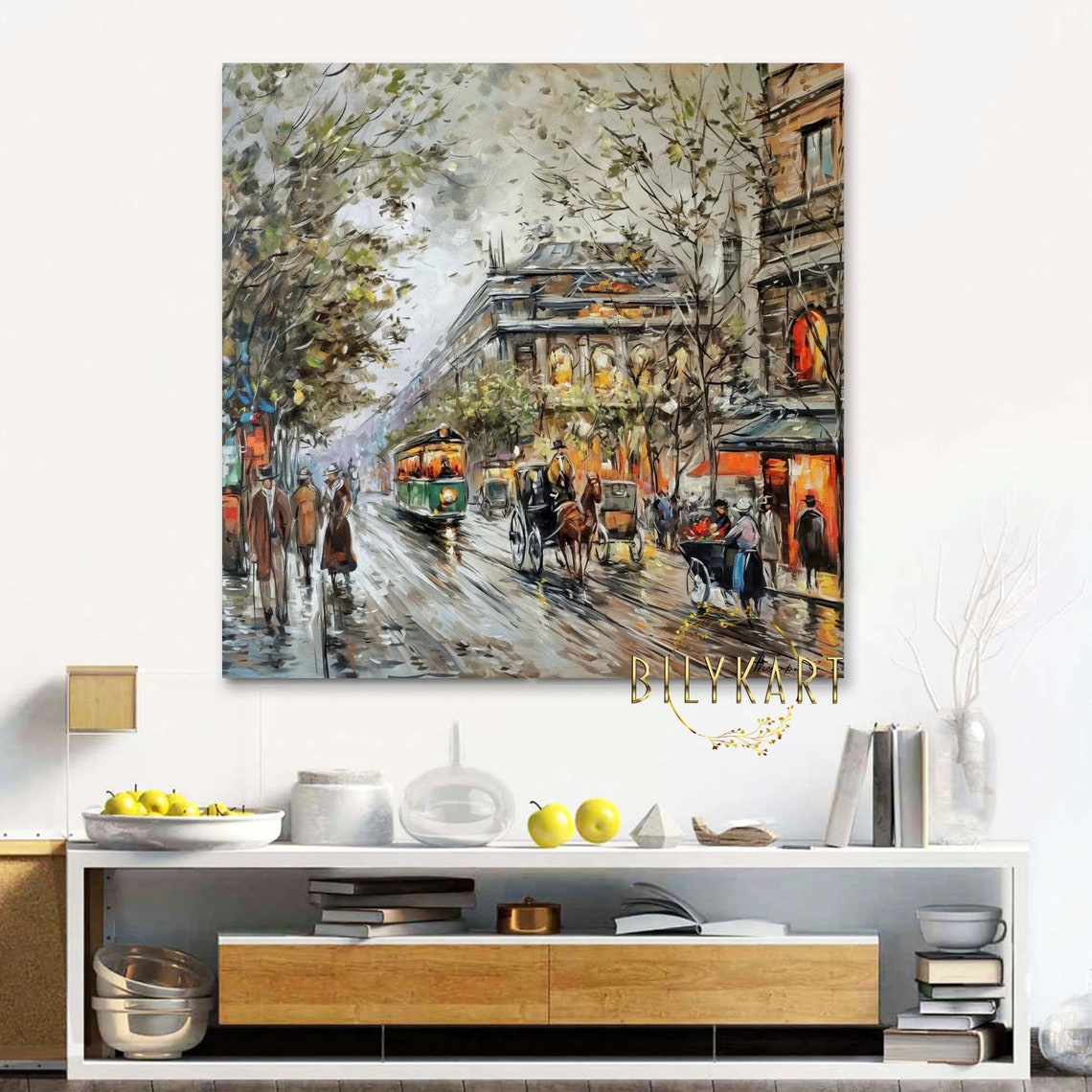 Abstract City Painting On Cityscape Hand Painted Wall Art Unique Painting Europe City Oil Painting Original Large City Scape Artwork - Image 2