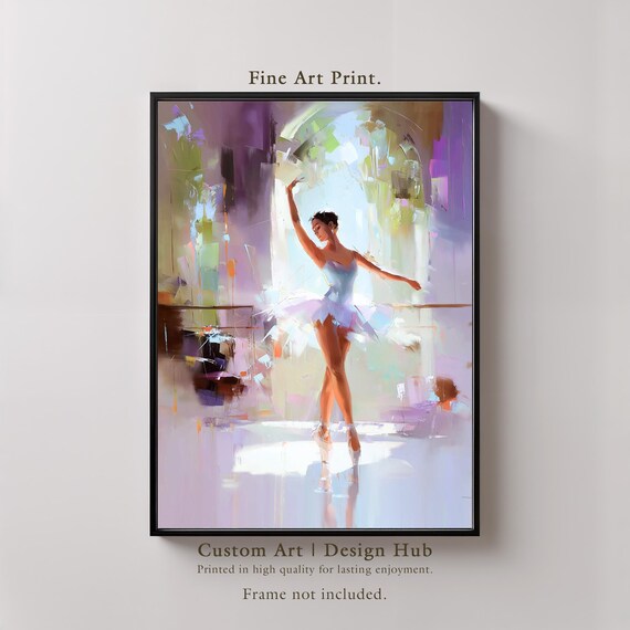 Ballerina Dancing in a Sunlit Studio White Tutu Elegant Print