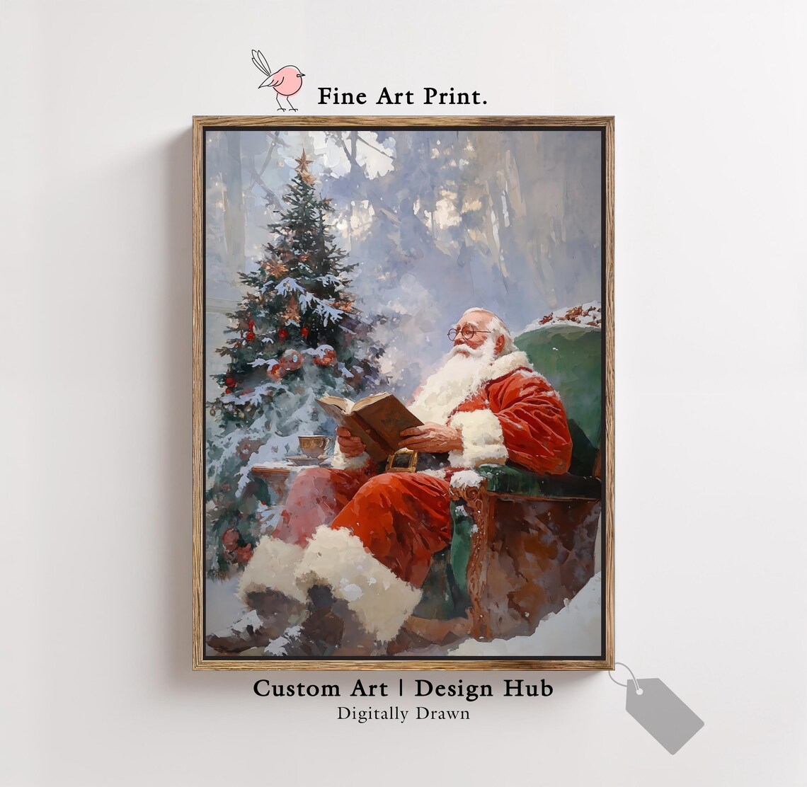 Vintage Santa Claus Christmas Poster Print