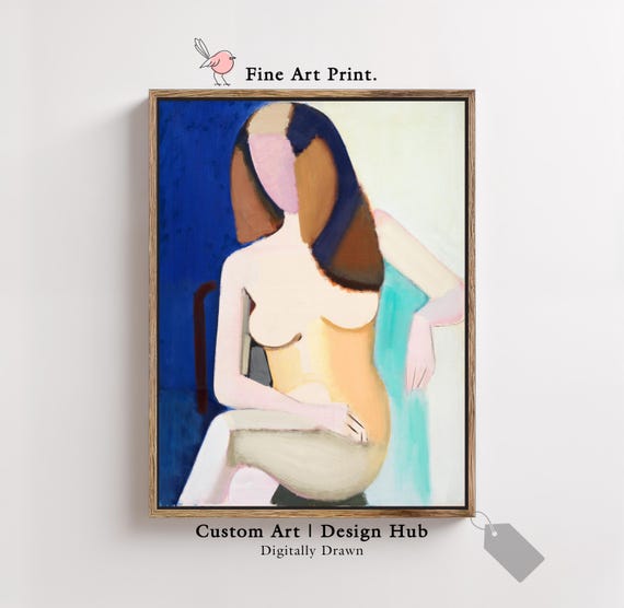 Abstract Nude Art Print Modern Minimal Female Figure In Warm Tones On Canvas Style