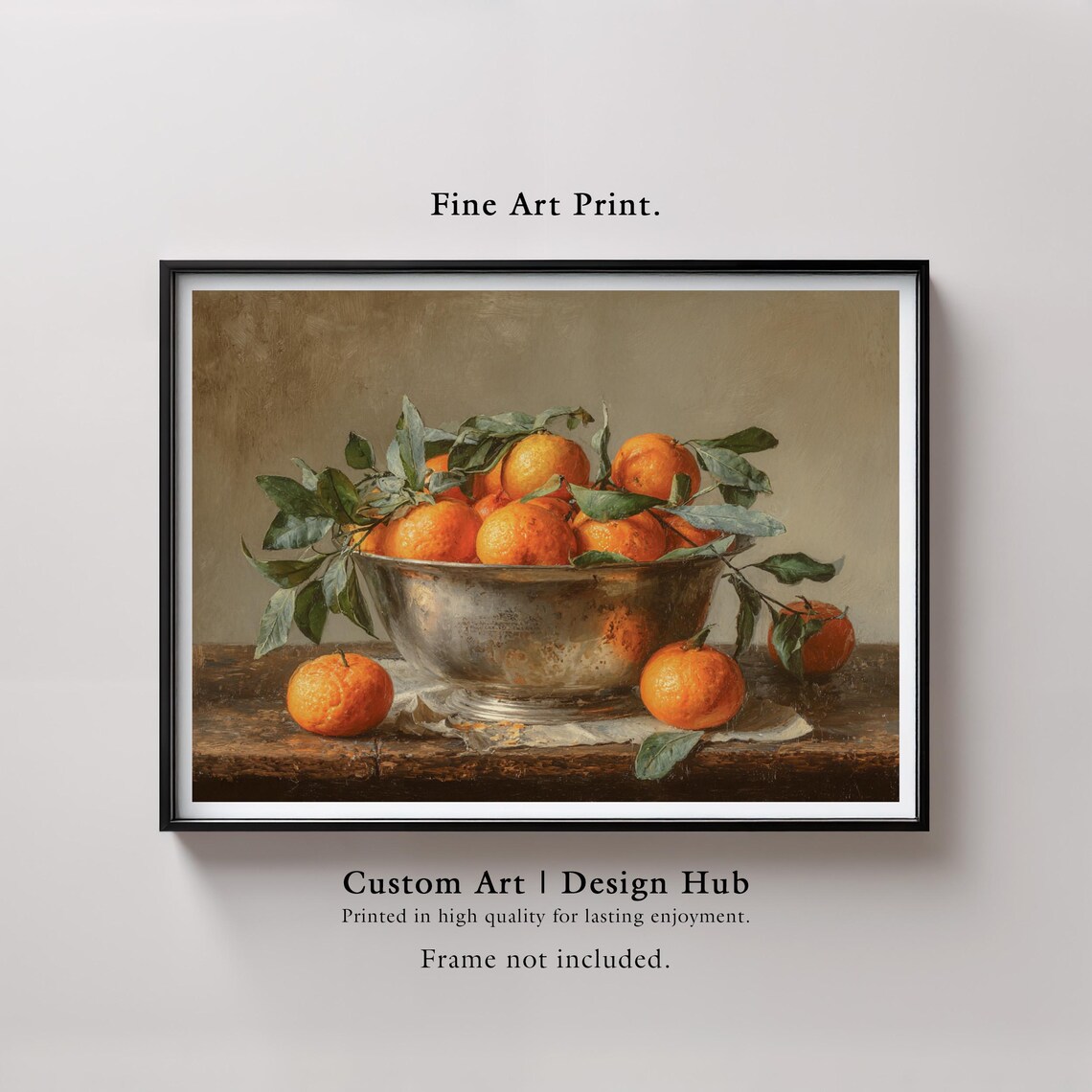 Vintage Orange Still Life Art Print, Rustic Kitchen