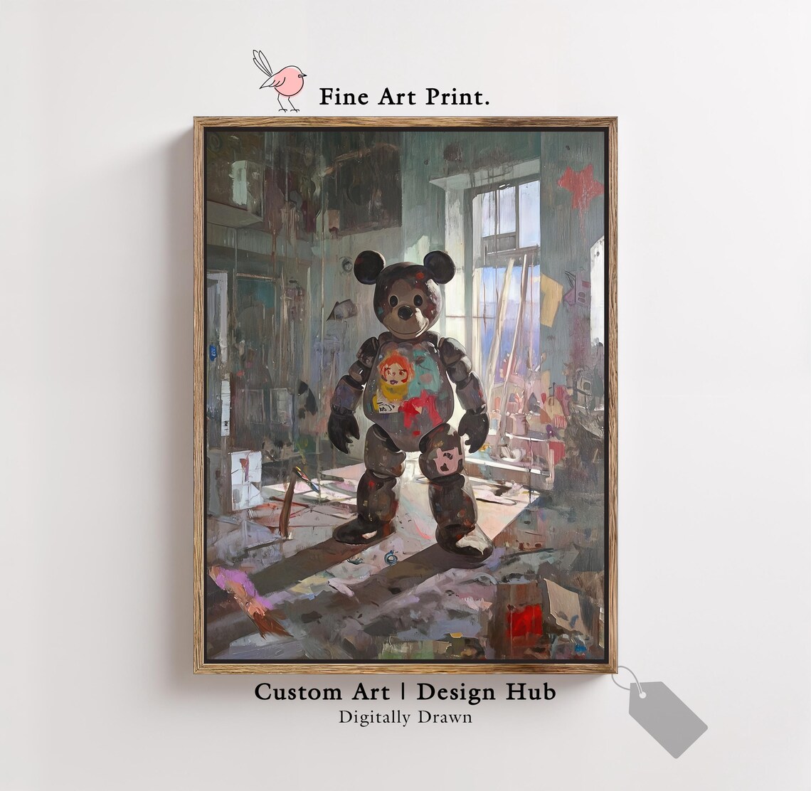 Dark Surreal Bear Painting, Fine Art Print