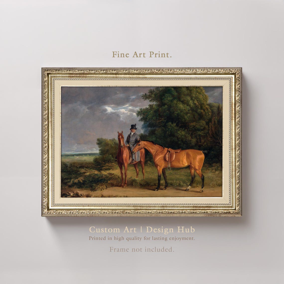 Gentleman With Horses Vintage Equestrian Sporting Art Wall Print