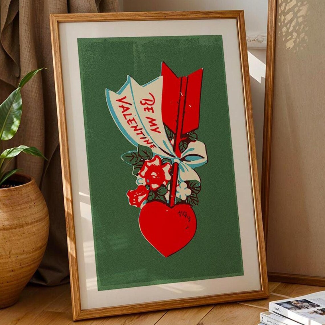 Retro Valentine Heart Be Mine Poster, Kitchen Decor