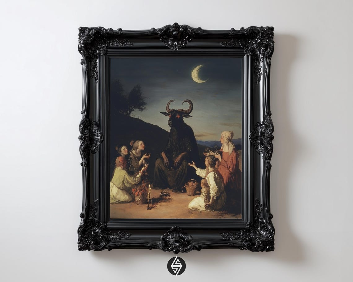 Dark Academia Witch Ritual Gothic Folk Horror Oil Painting Poster