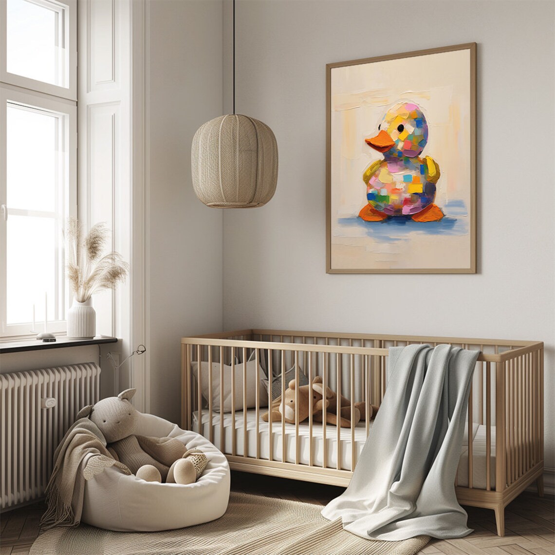 Colorful Watercolor Baby Duck Toy Nursery Kids Room Wall Art - Image 3