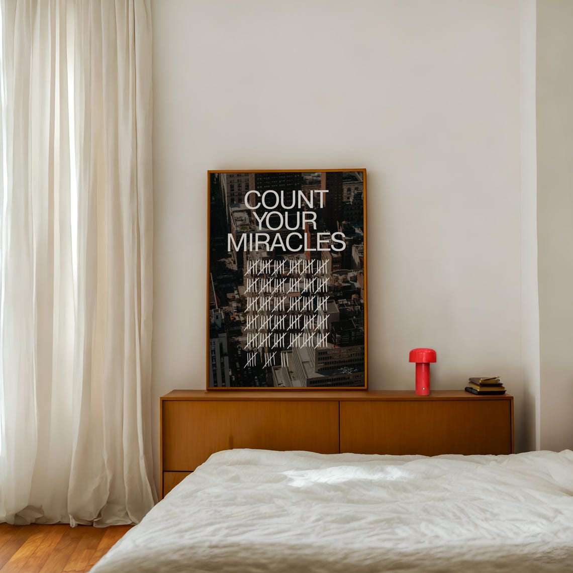 Count Your Miracles Cityscape Quote Tally Mark Motivational Poster - Image 3
