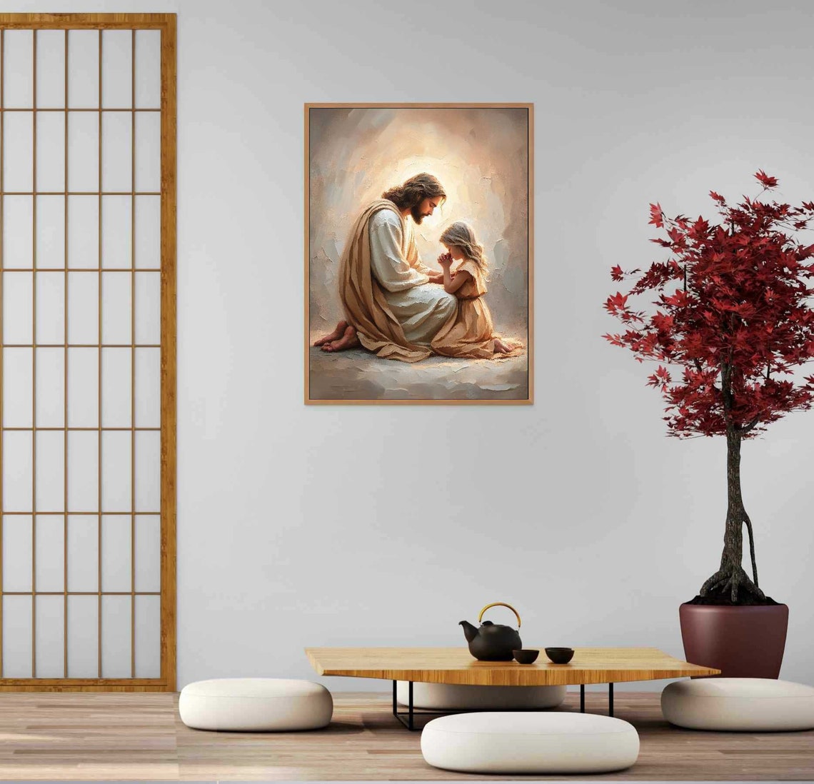 Jesus Praying With Girl, Christian Painting - Image 5