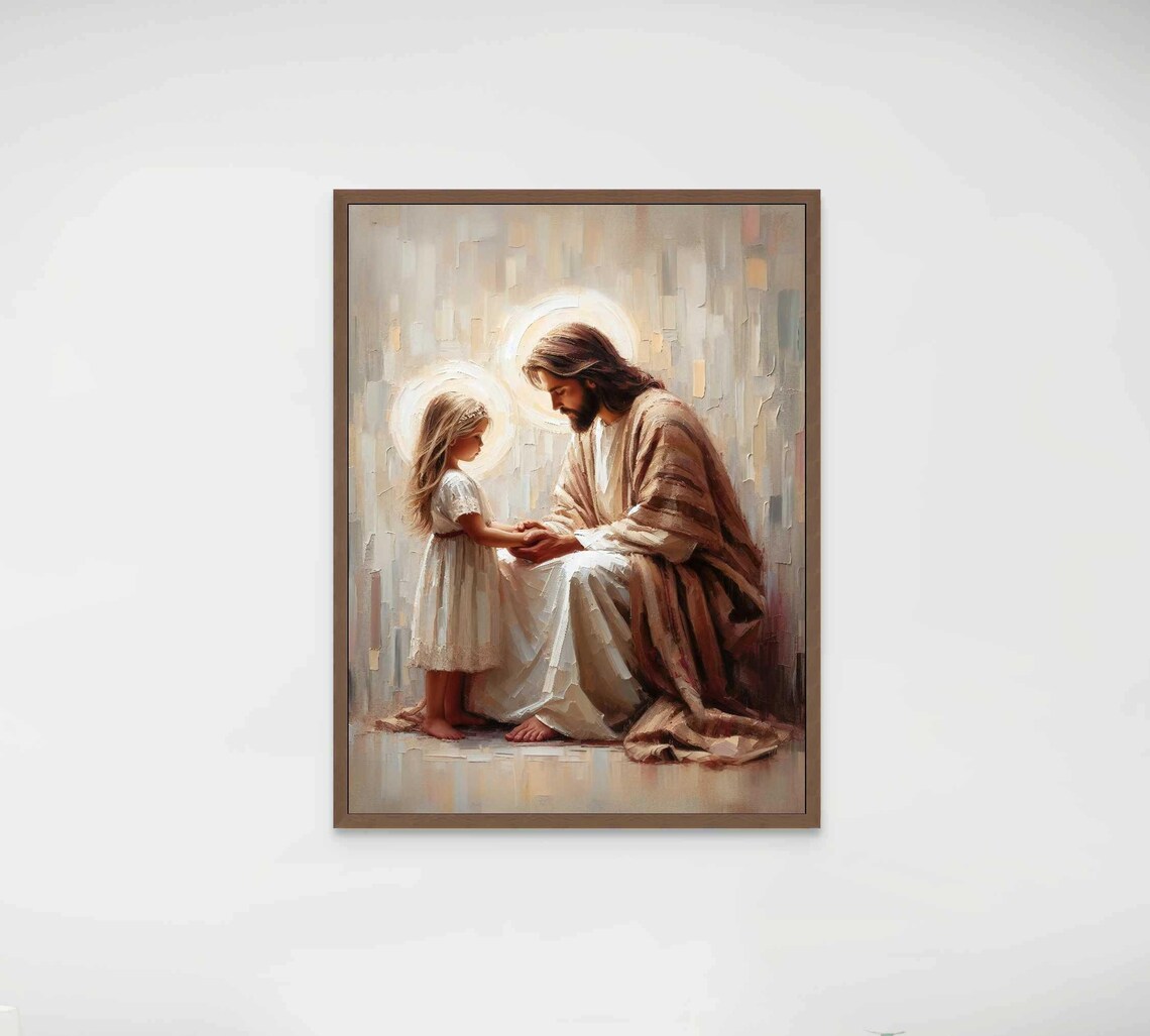 Christ And Girl Christian Wall Art, Jesus Painting - Image 5