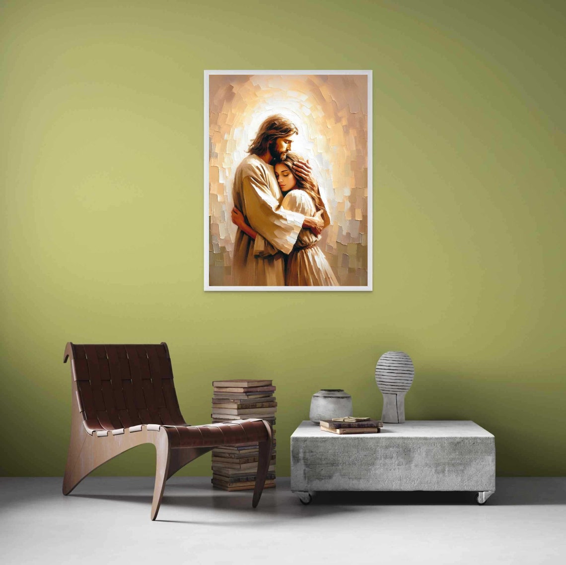 He Listens Christian Jesus And Woman Bible Painting - Image 2