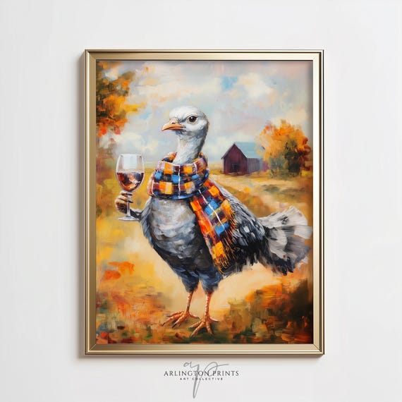 Thanksgiving Turkey Art Print, Whimsical Fall Decor