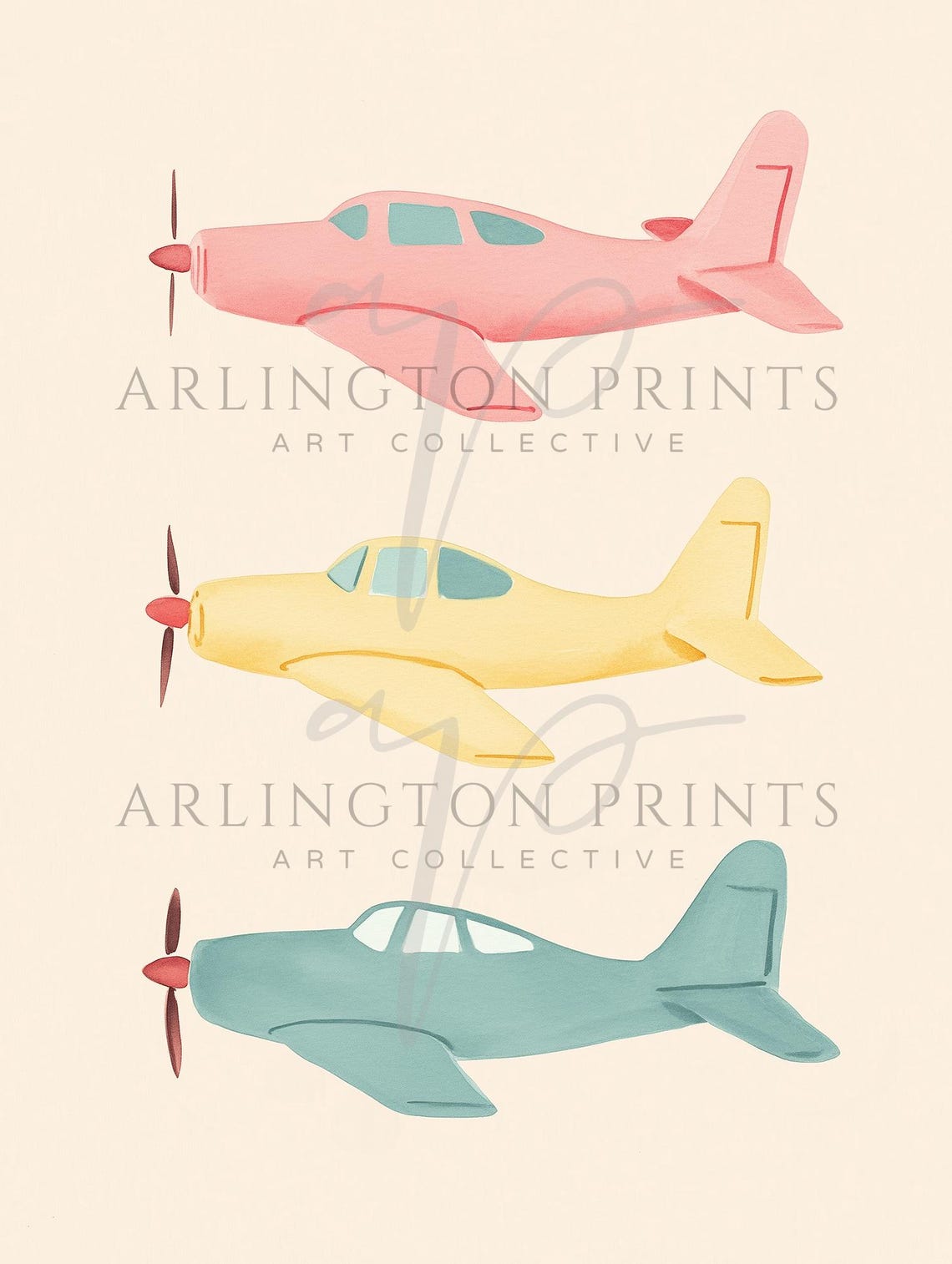 Pastel Cars And Airplanes Nursery Wall Art Duo For Kids Room - Image 2
