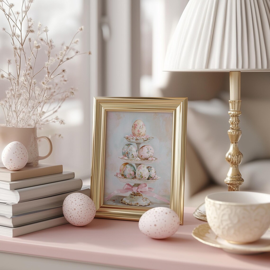 Pastel Coquette Easter Eggs Vintage Art Print - Image 5