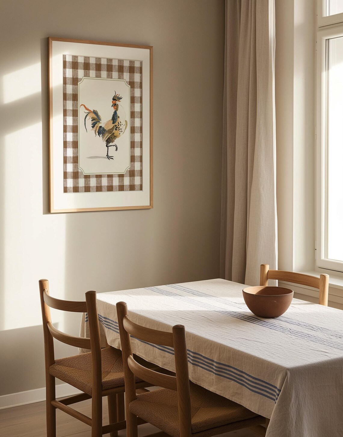 Vintage Chicken Kitchen, Gingham Farmhouse Art Print - Image 3