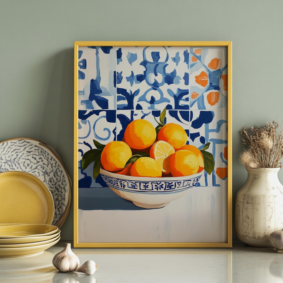 Trendy Oranges Kitchen Art Fruit Kitchen Decor Orange Citrus Modern Wall Art Mediterranean Style Trendy Italian Vibe Print - Image 3