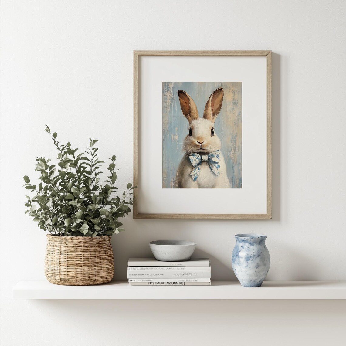 Cute Blue Spring Easter Bunny Print, Nursery Decor - Image 3