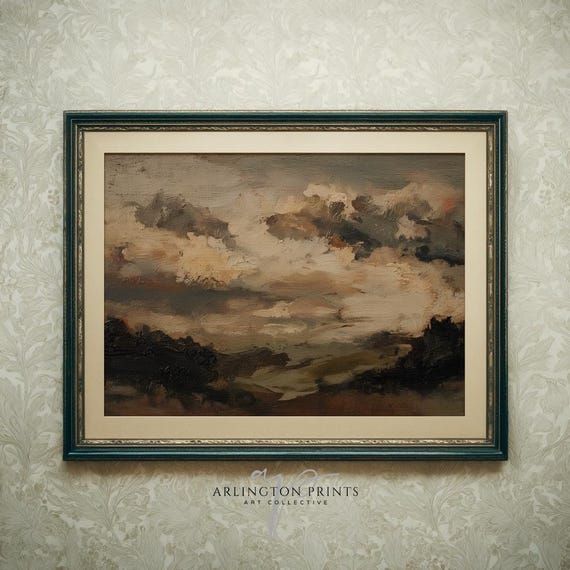 Moody Cloud Landscape Wall Art Vintage Oil Painting Poster Classic Stormy Sky Print For Timeless Decor Unframed 721