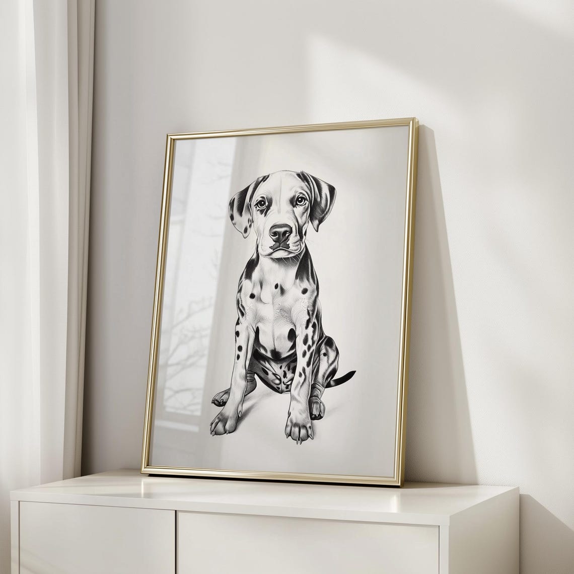 Dalmatian Puppy Sketch Black White Spotted Dog Cute Nursery Poster - Image 3