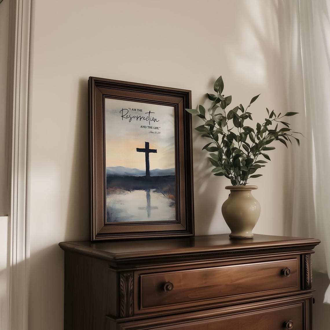 Easter Bible Verse Art Print John 1125 Jesus Cross Art Scripture Wall Art Christian Religious Art Print - Image 3