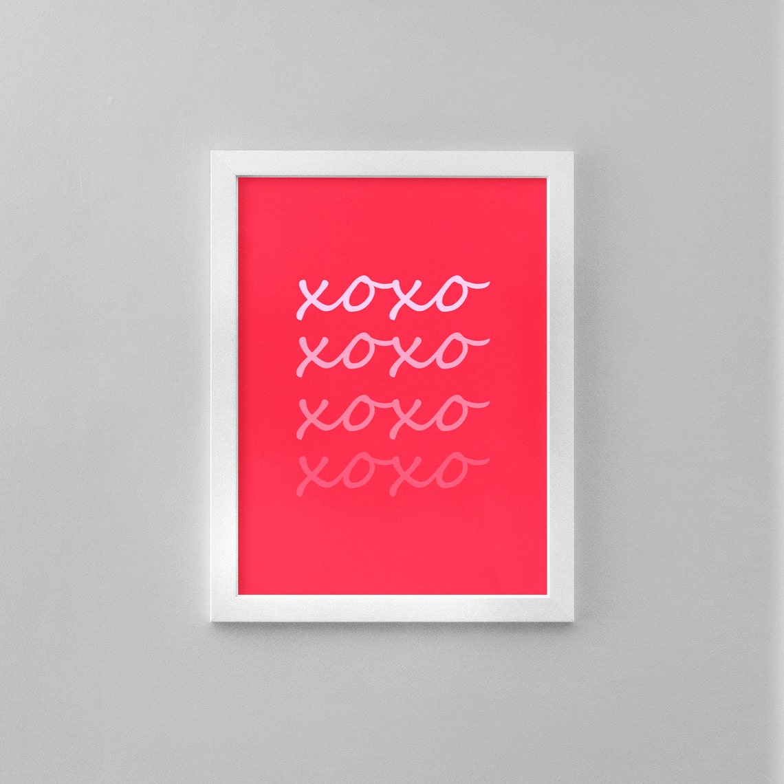 XOXO Handwritten Script Red on Pink Repeat Typography Art Print