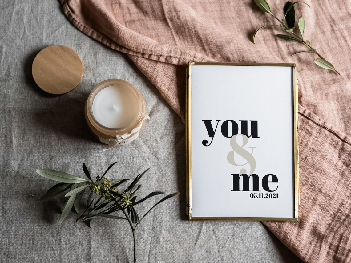 You and Me Custom Date Minimalist Couple Anniversary Love Poster - Image 3
