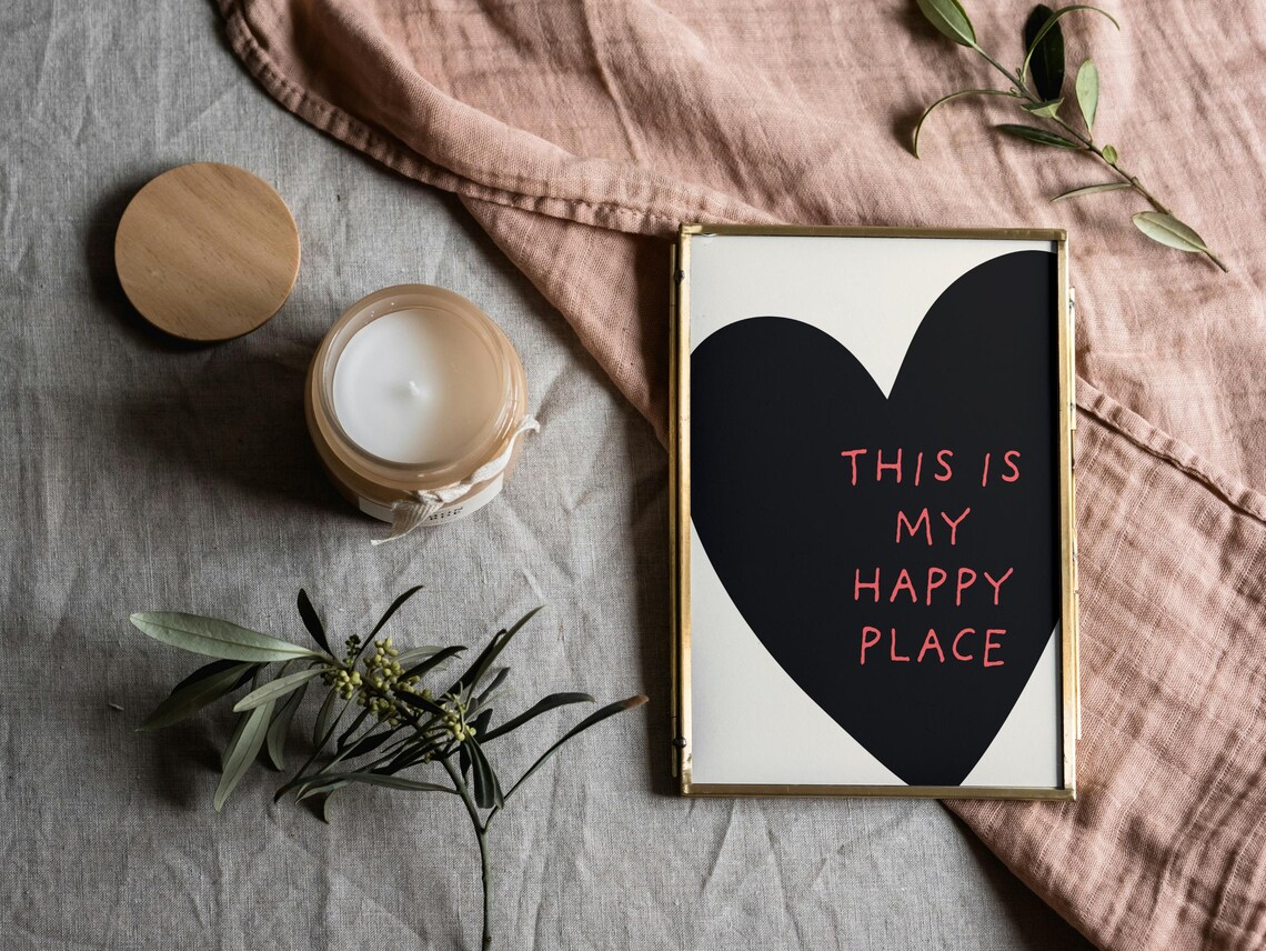 This Is My Happy Place Black Heart Modern Minimalist Decor Poster - Image 3