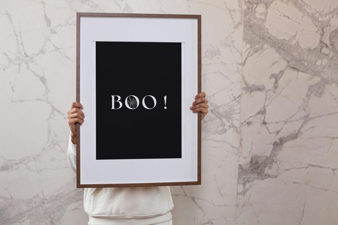 Boo Halloween Black Spiderweb Typographic Spooky Decor Poster - Image 4