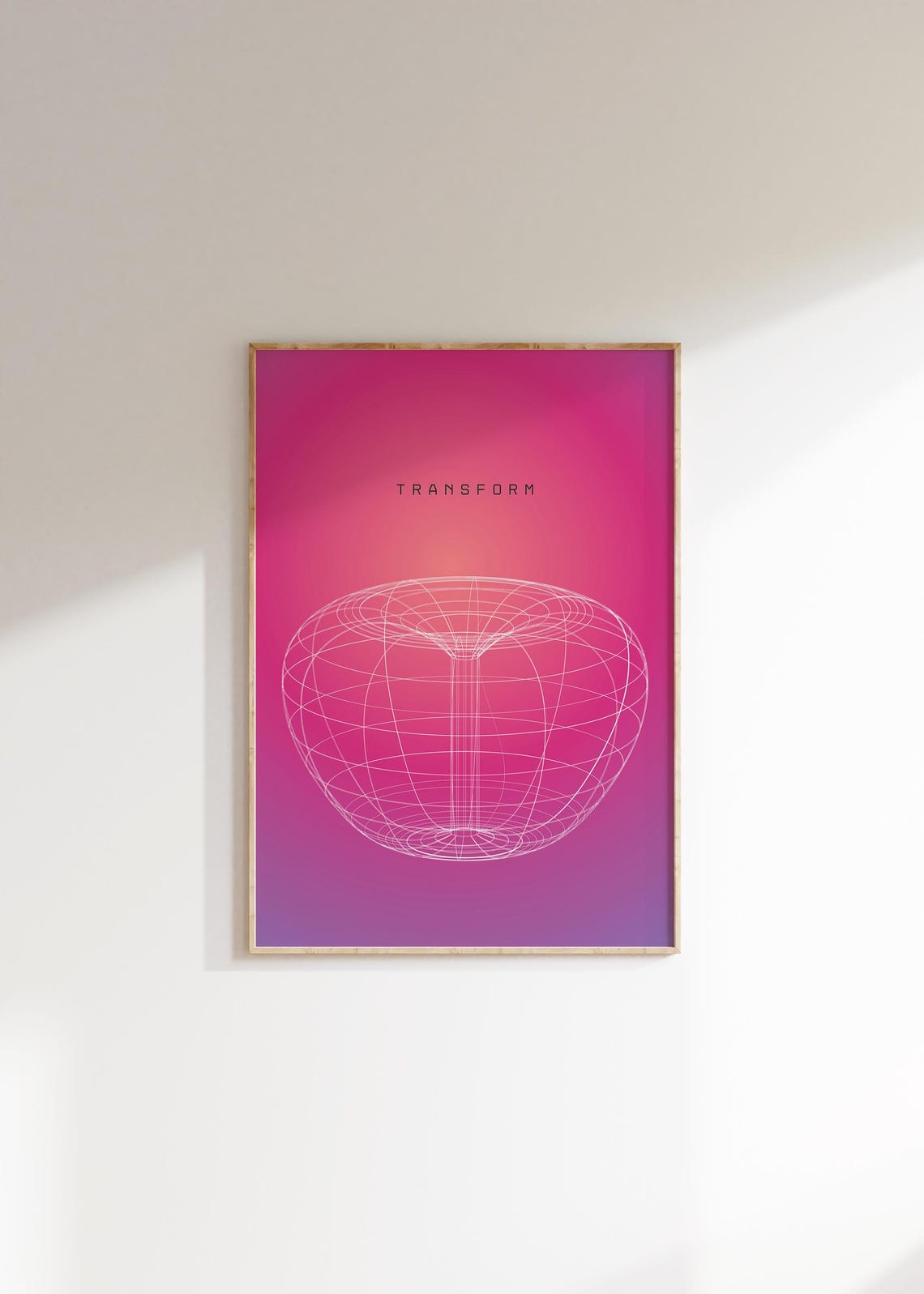 Transform Pink Gradient Geometric Wireframe Mindful Wall Art