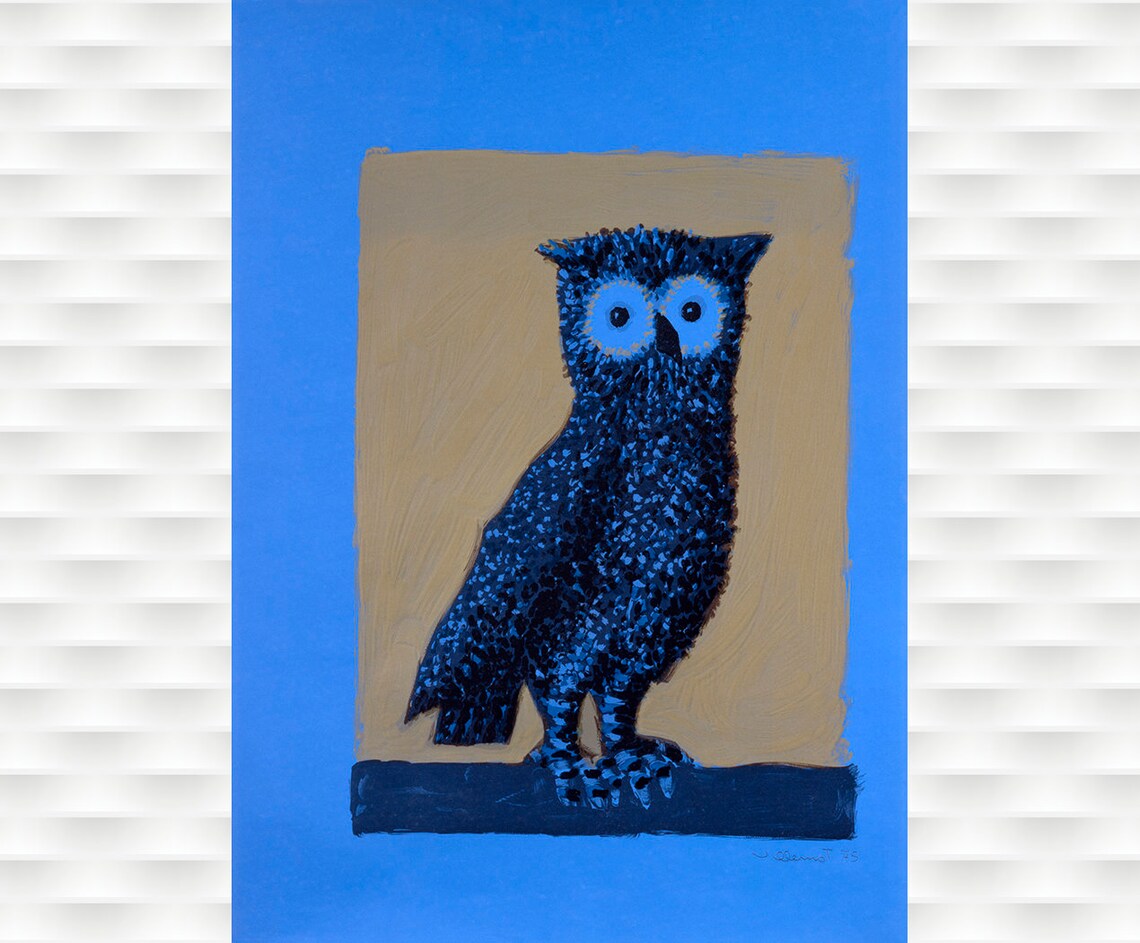 Owl Painting Vintage Poster