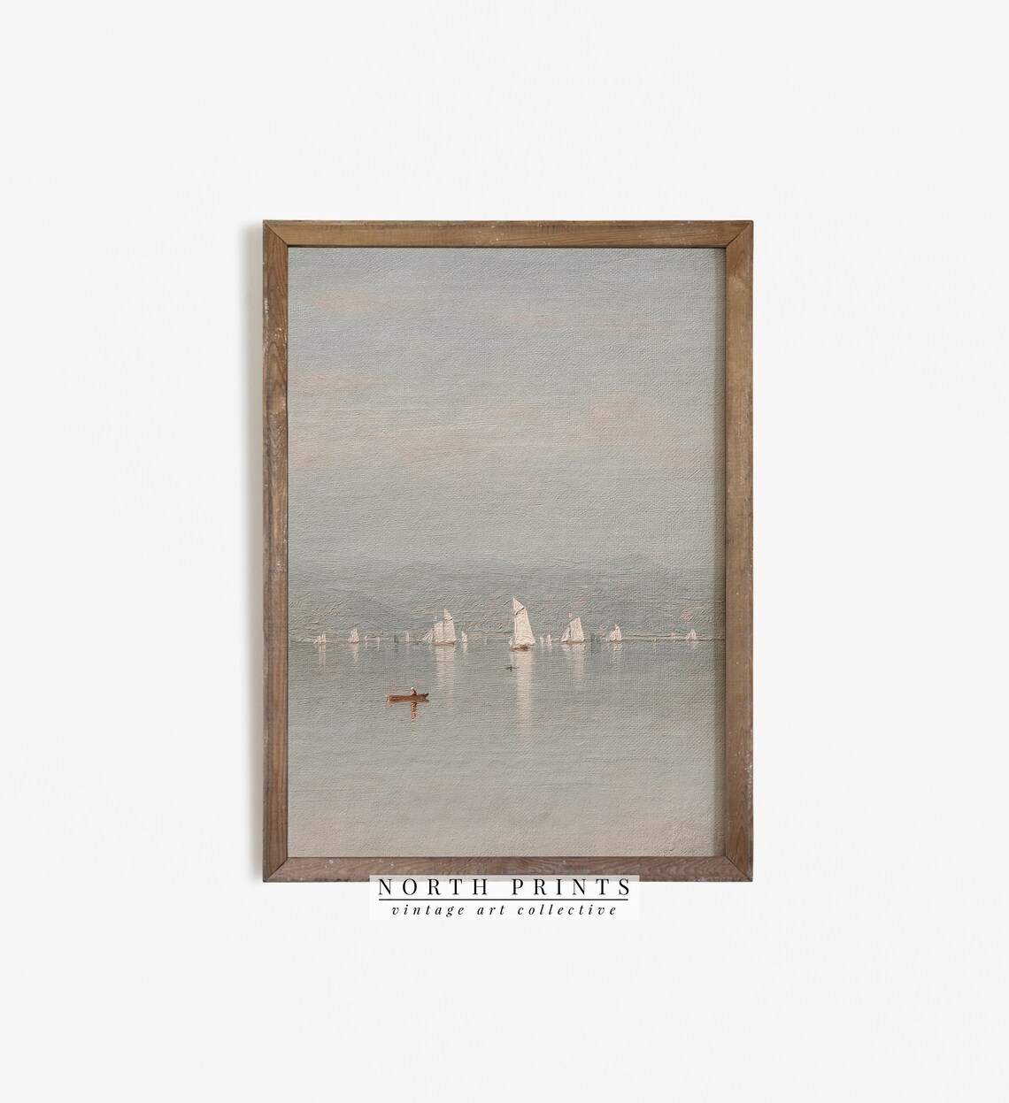 Vintage Lake House Coastal Painting Sailboat Art Print - Image 4