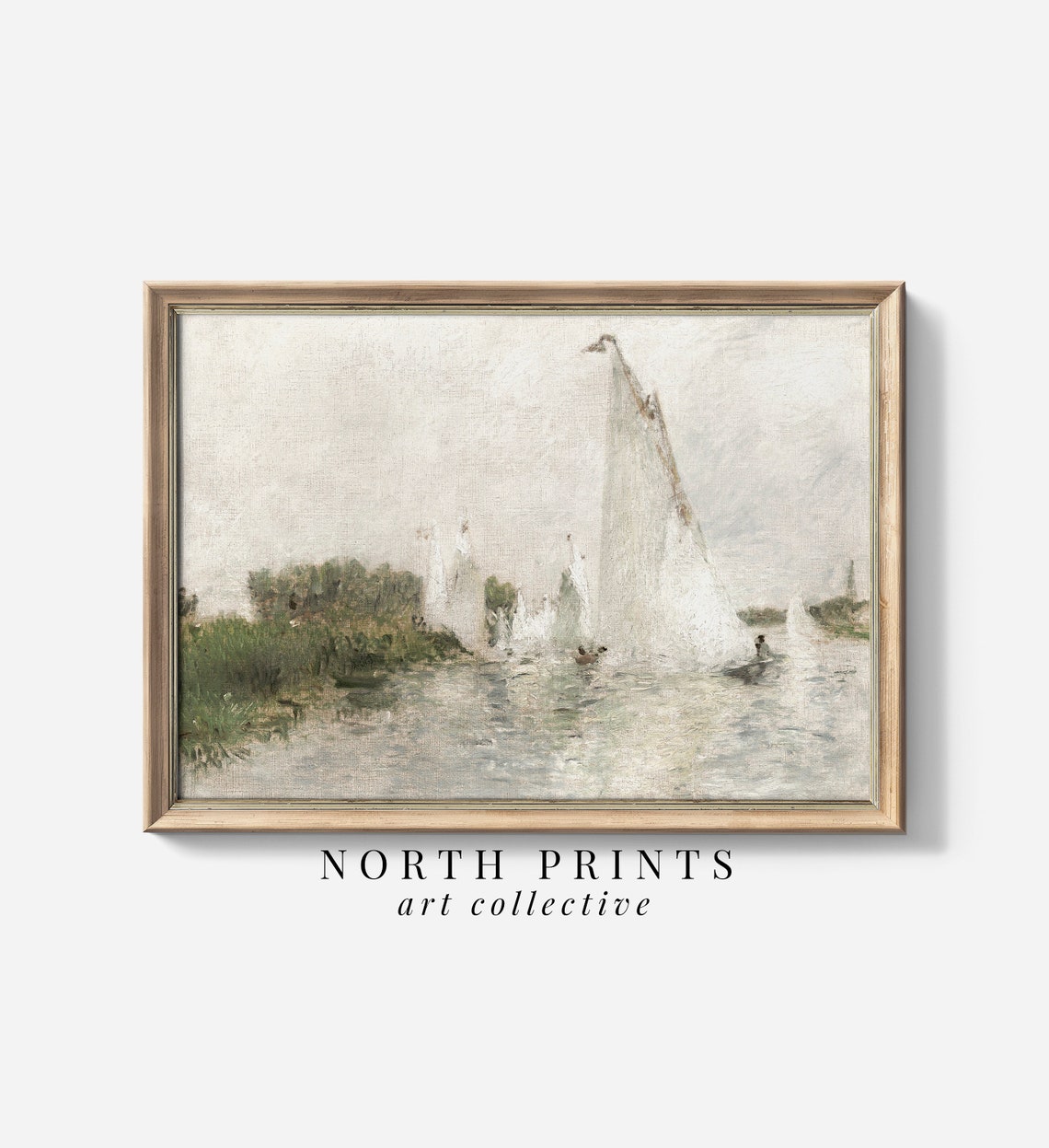 Vintage Sailboat Regatta Painting Soft Impressionist River Poster