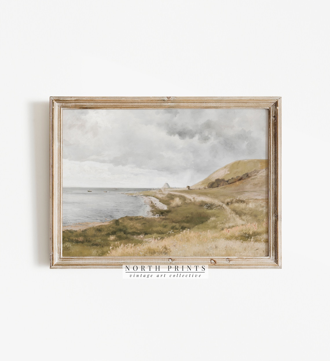 Vintage Seaside Landscape Painting, Coastal Art Print - Image 2