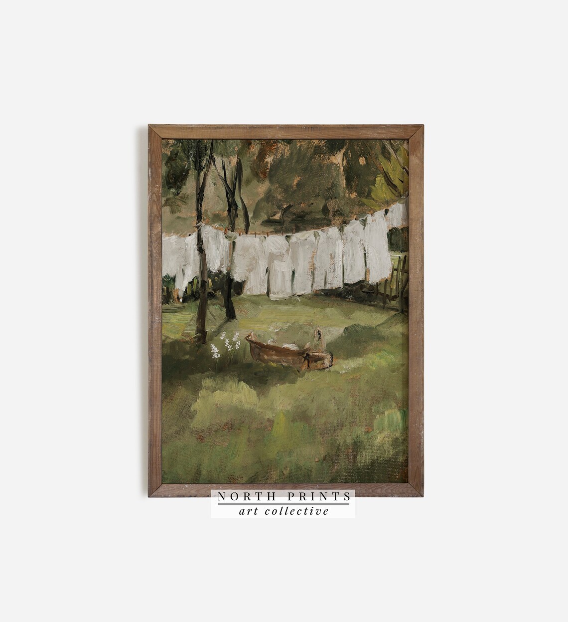 Summer Garden Laundry Day White Linens Clothesline Vintage Poster - Image 2