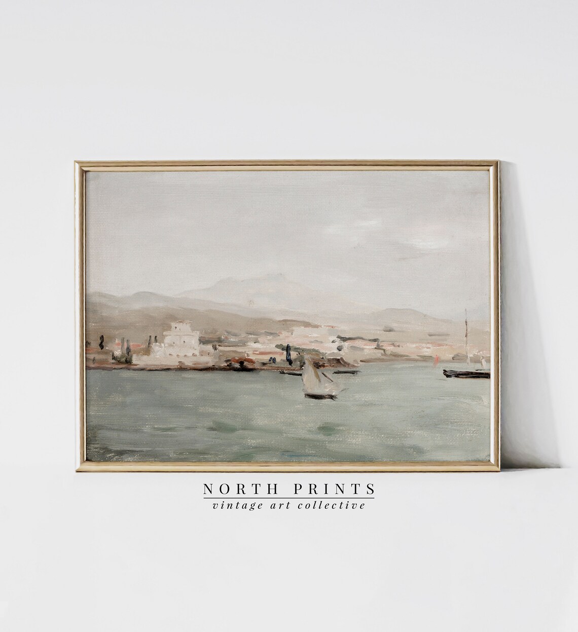 Mediterranean Coastal Painting, Vintage Wall Art - Image 4