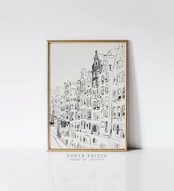 Antique Cityscape Rough Sketch Art Print