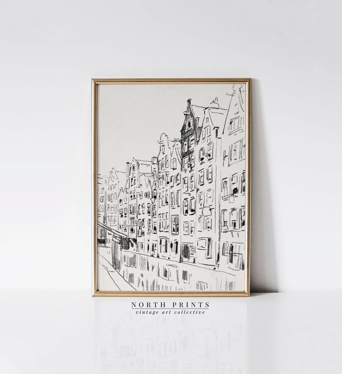 Antique Cityscape Rough Sketch Art Print