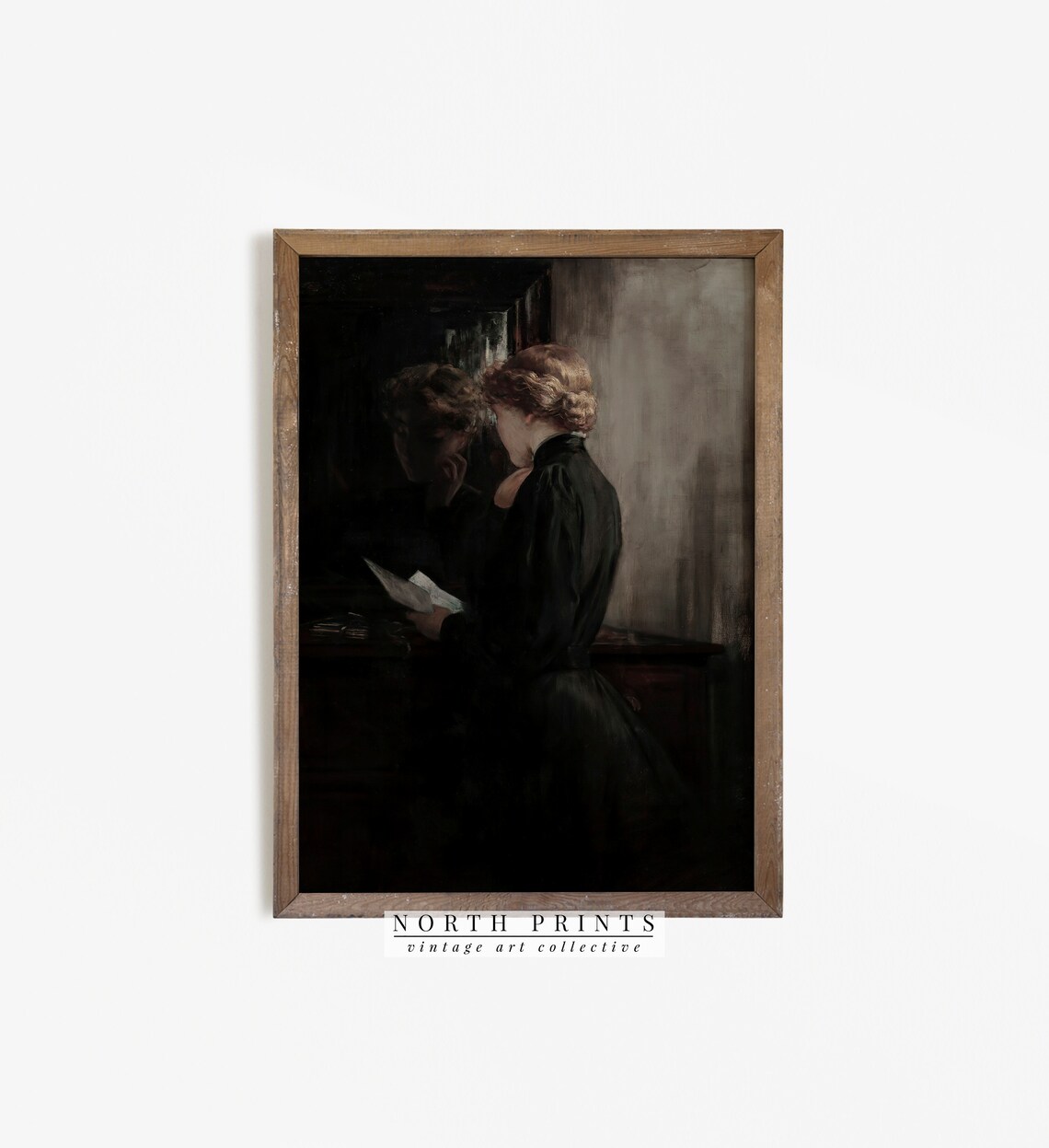 Dark Vintage Portrait Painting Love Letter Art Print - Image 3