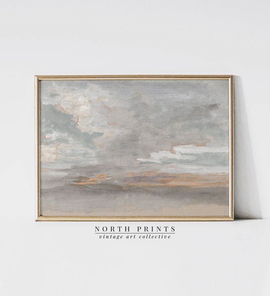 Vintage Neutral Cloud Painting Landscape Art Print